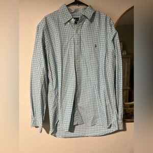 Ralph Lauren Classic Fit Cotton Button Down Long Sleeve Blue/Green Size XL